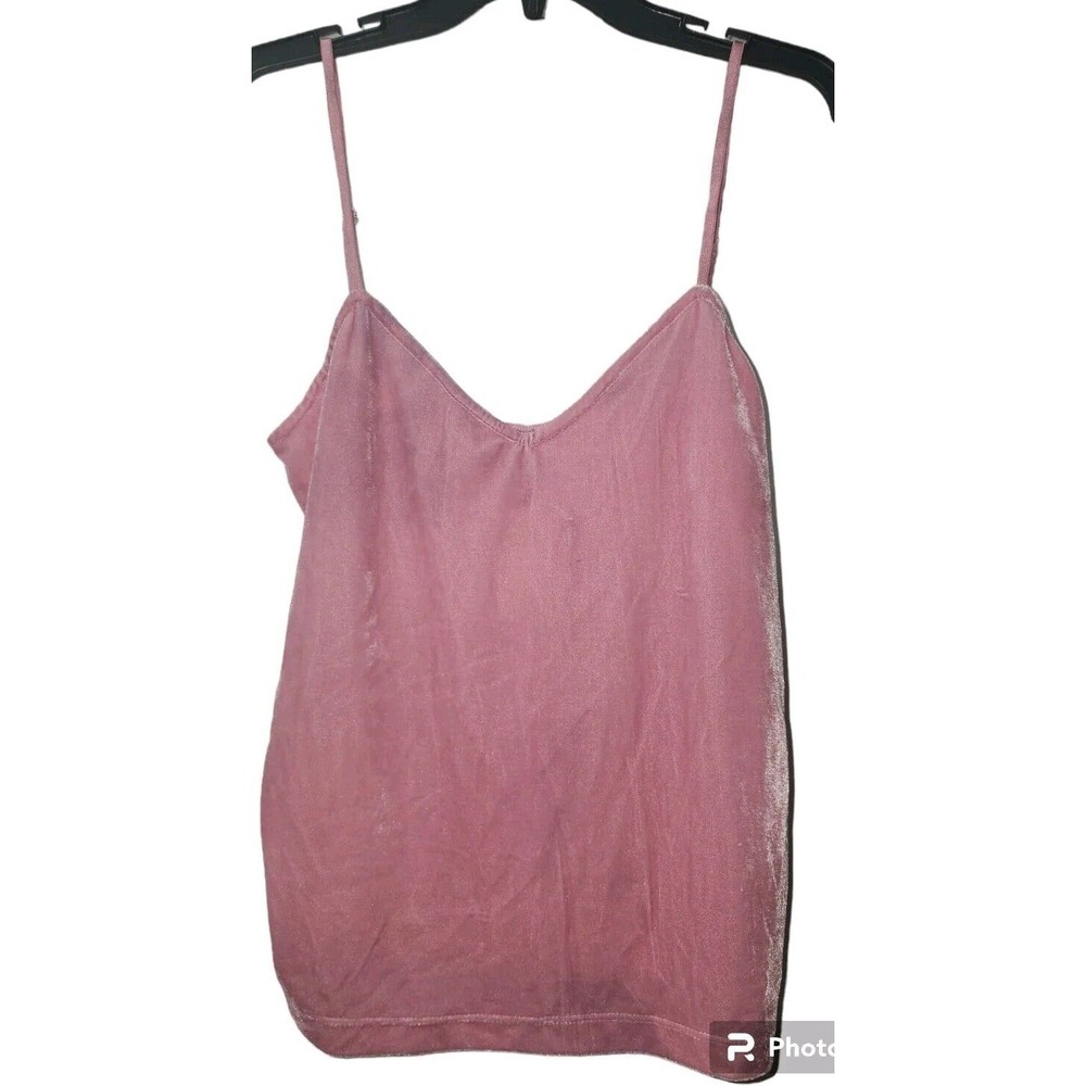 Pajamagram Velvet Cami Top Sleeveless‎ Casual Layering Pink Large
